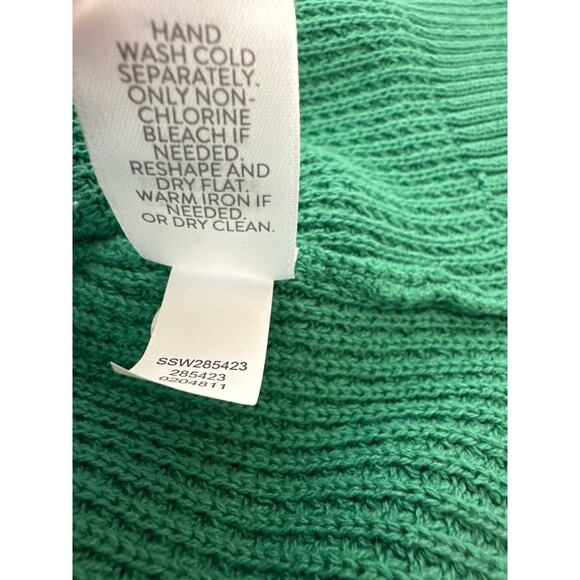 J. Jill Waffle Knit Collared Button Up Cardigan Sweater Green Size L Tall Long - Picture 14 of 14